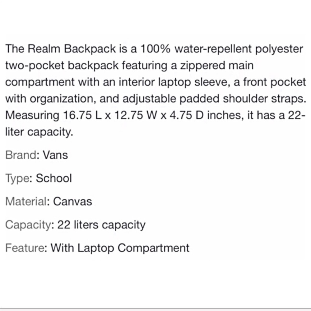 1 Left 5⭐️Rated NWT Vans Black Floral Backpack - Picture 8 of 8